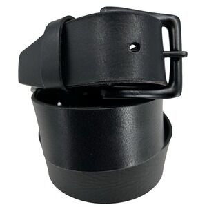Heavy Duty Plain Wide Black Belt Black Buckle Men's S 30-32‎